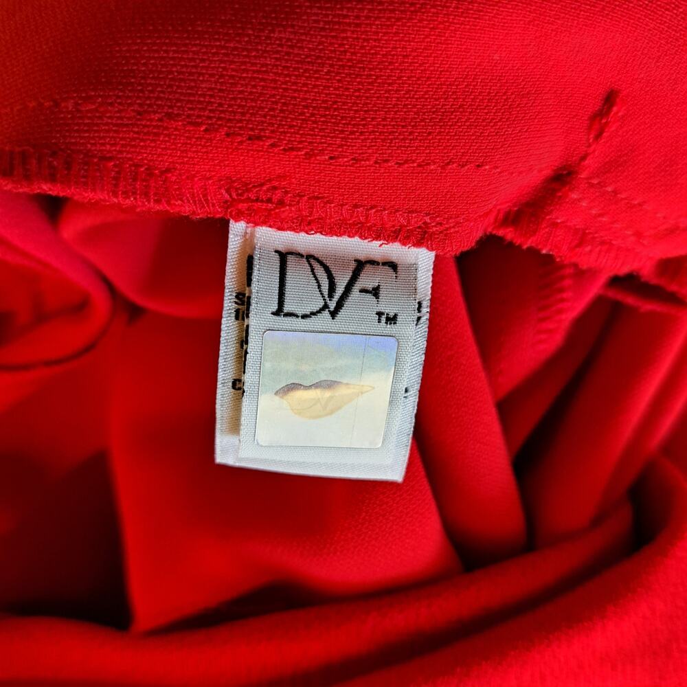 Diane Von Furstenberg Red Plunge V-Neck Jumpsuit - Picture 10 of 13
